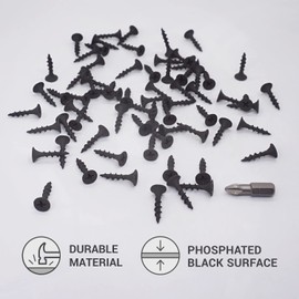 (Pack of 700) Black Phosphate Carbon Steel 3.5 x 19mm Drywall Screws Wood Screws Phillips Bugle Head Chipboard Fasteners (700, 3.5 x 19mm)