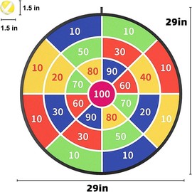 29 Inch Large Dart Board, Toy Dart Board with 20 Velcro Sticky Balls, Indoor and Outdoor Sports Fun Party Game Toy, Birthday Gift, Christmas Gift - Color: Multicolor, Size: 29" board with 20 sticky darts