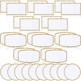 30 Pieces Sublimation Patches Fabric Iron-on Blank Patches 3 Shapes Repair Embroidery Sublimation Blank Hat Embroidery for DIY Crafts, Caps Clothes Shoes Bags Backpacks Uniforms(Gold Frame)