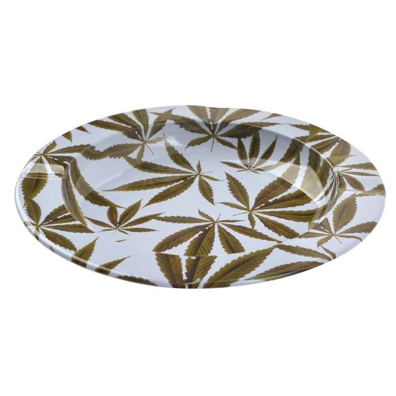 Neranena Metal Ashtray Outdoor Indoor Round Ashtrays 5.5 Inch (White-Green)