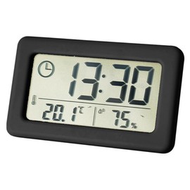 Audiofan Digital Clock Thermo-Hygrometer Small Compact Stand Wall Mounted Table Clock Interior Simple Digital Temperature Humidity (White)