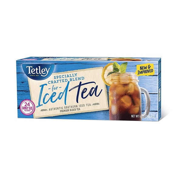 Tetley Black Tea, Iced Tea Blend, Family Size, Packaging may vary, 24 Count, Pack of 6