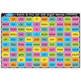 Ashley Productions ASH95005 Smart Poly Learning Mat, Sight Words, Polypropylene (PP)/Paper, 12" x 17"