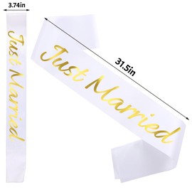 Just Married Sashes with Gold Letters 2 pcs, Bachelorette Party Sash Bride to Be Sash Bridal Shower Hen Party Party Favours Accessories, Engagement Proposal Party Sash,Bachelorette, Wedding Party