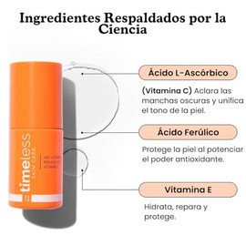 TIMELESS SKIN CARE - Vitamina C Serum Facial 10 con cido Ferlico y Vitamina E para rostro 30 ml