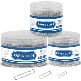 1800 Paper Clips Assorted Sizes Large, Medium and Small, Durable and Rustproof, Paperclips for Office School and Personal Use, Office Supplies Document Organizing (50mm, 33mm, 28mm) (Silver)