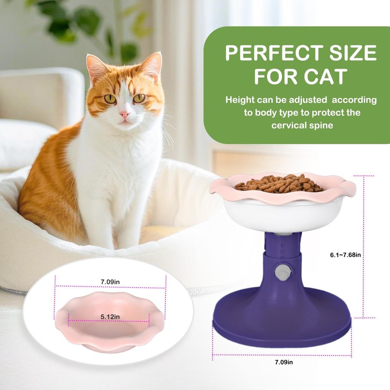LimxFree Adjustable Ceramic Elevated Cat Bowls, 30° Tilted Raised Cat