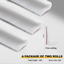 Tondiamo 40 ft Rv Rain Gutter 1/2 Inch Plastic Drip Rail PVC Strip Roof Rain Diverter, Adhesive Backing, Flexible J Shape Rv Trim Molding for Car Van Door Motorhome(White)