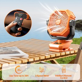 xeamun Portable Camping Fan with LED Lantern, 360°Rotation and Clip on for Desk, 8000mAh USB Rechargeable Battery Powered, Digital Display and Hanging Hook for Tent RV Outdoor Travel Barbecue Bedroom