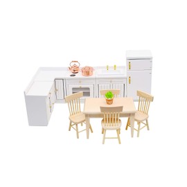 1:12 Scale Mini Wooden Furniture Miniature Kitchen Furniture Set Mini House Accessories Furniture Model for Birthday Gifts