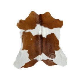 Sunshine Cowhides Calfskin Brown And White Calf Hide Cow Skin Cowhide Rug Leather Area Rug, 3x3 ft