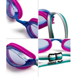 ARENA - anteojos de natación unisex de Python Racing para hombres y mujeres, antivaho, sin fugas, máxima comodidad, doble correa, lente espejo/sin esp