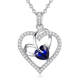 CDE Necklace Women's White Gold Heart Chain Copper Birthstone Gifts for Her Mother's Day Birthday Christmas for Women Mum, Copper, Zircon