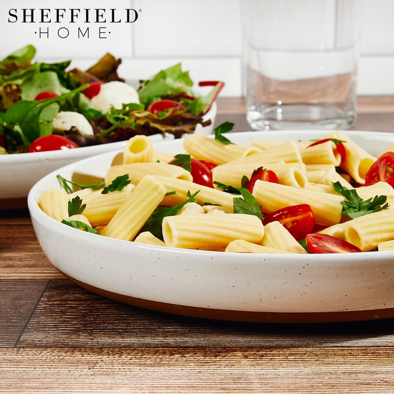 Sheffield Home Stoneware Flat Pasta Bowls, Set of 4 Stylish