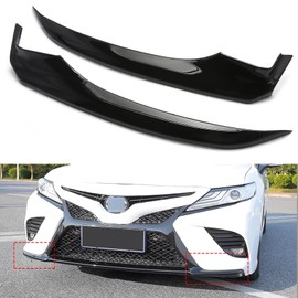 Xotic Tech Front Bumper Chin Spoiler Lip Splitter Corner Cover Trim, Glossy Black, Compatible with Toyota Camry SE XSE 2018-2020