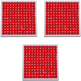 Stephanie Imports Set of 3 Double Sided Magnifying Square Compact Mirrors with Rhinestones (Red)