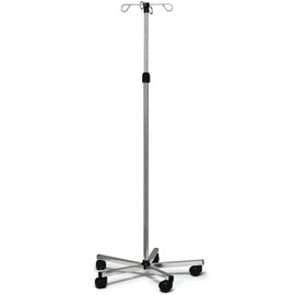 Lumex Deluxe Rolling IV Pole, 4-Hook, Portable 5-Leg Stand with Wheels, Height-Adjustable, 7016A