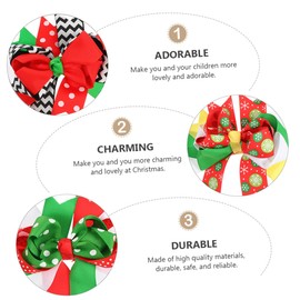Healeved 8pcs Christmas Hair Bow Clips Durable Bowknot Hairpins for Holiday Party Hair Accessories for Ponytails Braids Curls