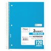 Mead Spiral Notebook, 3 Subject, Wide Ruled Paper, 7-1/2" x