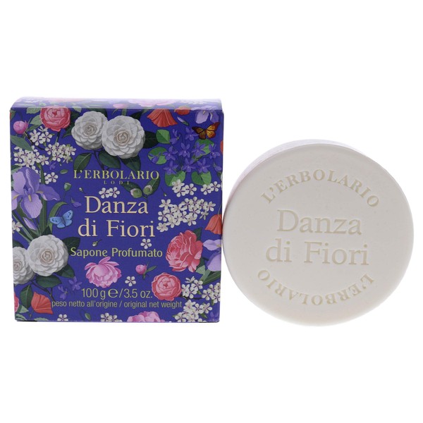 L'Erbolario Dance Of Flowers Perfumed Bar Soap - Enriched With All Natural Ingredients And Aromatic Fragrances - Cleanses And Moisturizes Skin - Long Lasting And Creates A Rich, Creamy Lather - 3.5 Oz