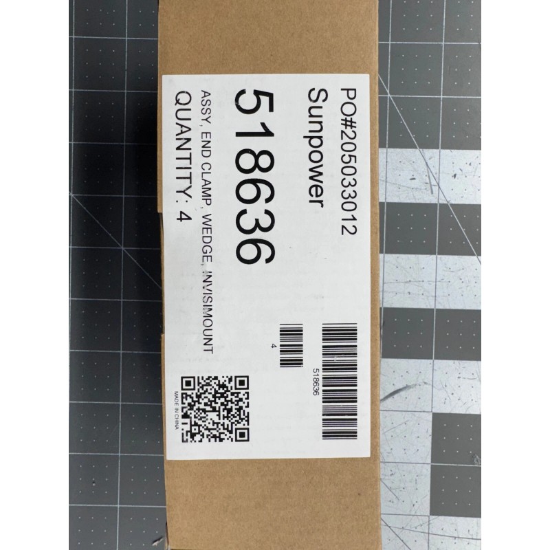 SunPower 518636 End Clamp, Wedge, InvisiMount Assembly, Box of 4