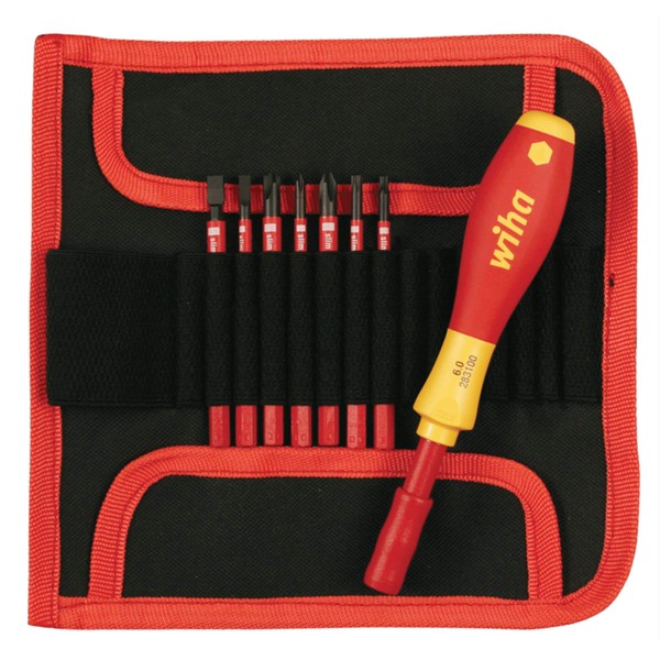 Wiha 28391 Insulated SlimLine Interchangeable Set Includes Handle with Pouch, 8-Piece