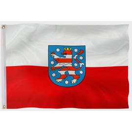 PHENO FLAGS Thuringia Flag - Federal State Flag with Brass Eyelets - 90 x 150 cm - Weatherproof Flags for Flagpole - 100% Polyester