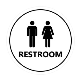 Signs ByLITA Circle Unisex Restroom Sign (White) - Large