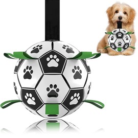 Lopetible Dog Soccer Ball, Interactive Toys for Tug of War, Puppy Birthday Gifts, Tug Toy, Water Toy, Durable Balls for Small & Medium Size(6 inch)