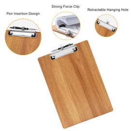 URbantin A4 Wooden Clipboard,10 Pack Wood Clipboard Holders with Pen Holder and Hanging Hole,A4 Clipboards Clip Board Hardboard Clipboard