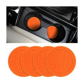 Mandark 4PCS Car Cup Holder Coasters, 2.75 Inch Non-Slip Insert Water Bottle Holder Pads, Dustproof Automotive Interior Accessories Mat, Universal for Vehicles, Trucks, RVs and More (Orange)