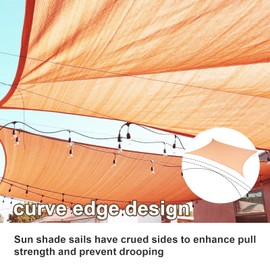 SUNLAX Sun Shade Sail 16' x 23' Peach Fuzz Rectangle Canopy Sail Shade Cover UV Block Permeable Sunshade Outdoor for Patio Backyard Deck Pergola (We Make Custom Size)