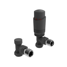 Anthracite Thermostatic Radiator Valve Angled Corner or Straight Grey Radiator TRV Thermostat Valves (Angled)