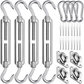 Gabotrie 44 Set Sun Shade Sail Hardware Kit,6 Inch for Triangle Rectangle Shade Sail Installation,304 Stainless Steel Sun Shades Hardware,Heavy Duty Fixing Accessories for Outdoor Patio Canopy Garden
