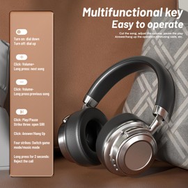 auvstar Premium Metal Bluetooth Headphones,Vintage Bluetooth 5.4 Headphones with HiFi Stereo, Noise-Cancellation & Type-C,Soft Leather Feel for Unparalleled Audio Experience (Black)