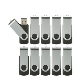 32GB Flash Drive 10 Pack, Alihelan USB 2.0 Thumb Drives Bulk Swivel Memory Stick 32G Jump Drive Zip Drive Pen Drive USB Sticks Data Storage Backup for PC Mac, Black