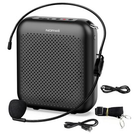 Norwii Amplificador de voz Bluetooth, amplificadores de potencia, micrófono con cable mini portátil para profesor en aulas y conferencias al aire libre, enseñanza, guías turísticas, recargable por