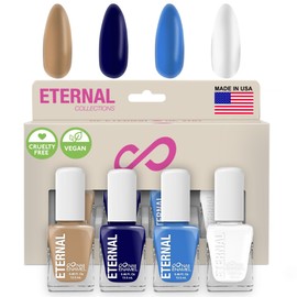 Eternal Colección  Juego de 5 piezas Larga duración, secado rápido, esmalte de uñas de brillo espejo  endurecedor, acabado brillante y brillante  0...