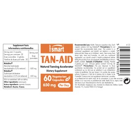 Supersmart - Tan-Aid 325 mg - Natural Tan Accelerator Supplement - with Melanin & Keratin - Skin Pigmentation Increase | Gluten Free - 60 Vegetarian Capsules