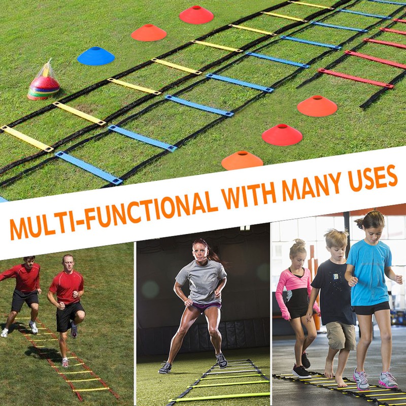 Speed Agility Train Kit, 19Ft Flat Ladder 10pcs Disc Cones