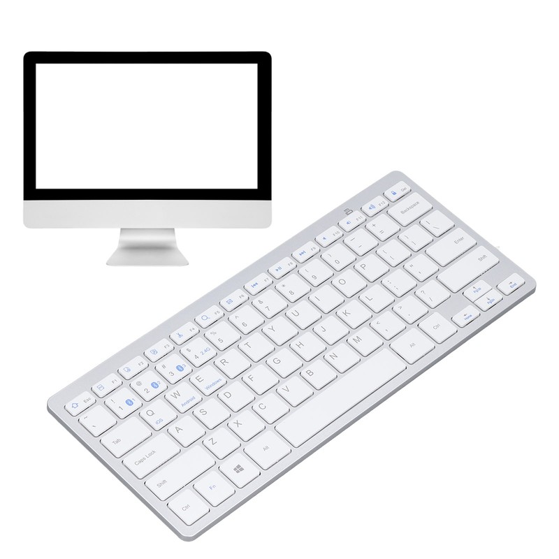 Bluetooth Keyboard Tablet PC Ultra Slim Portable 78 Keys White