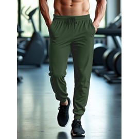MAGNIVIT Men's Lightweight Joggers Sweatpant Runing Gym Pants Quick Dry Track Pants Athletic Workout ArmyGreen 30
