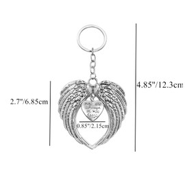 PHAETON 15PCS Silver Big Size Angel Wings Charms Keychain Key Ring for Memorial Keyring Religious Gifts Memorial Decorations