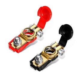 Sumjig 2 PCS Car Power Terminal Stake Head, Quick Release Iron-plated Copper Positive Negative Power Terminal Clamp Connectors, Modification Accessories,Suitable for Trucks, Cars, Vans (Multicolored)