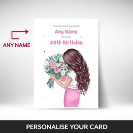 Pretty 29th Birthday Card for Daughter | Beautiful Daughter 29th Birthday Cards (Brunette) | Happy Bday Card for her 29yr Bday when she turns 29 Years Old!