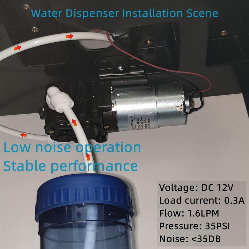 DC 12V water dispenser pump 1.6LPM 35PSI self-priming 1.3m, compatible