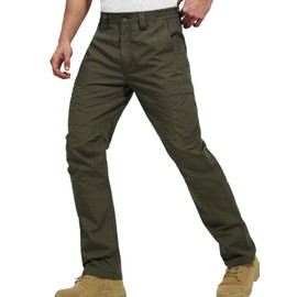 FREE SOLDIER Men's Cargo Pants Water Resistant Ripstop Tactical Pants for Men Work Pants Lightweight Outdoor Hiking Pants Men (Moss Green 34W x 32L)