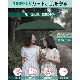 NINEMAX Folding Umbrella, Ultra Lightweight, Parasol, One Touch, Automatic Opening/Closing with 6 Ribs, Compact, UV Protection, UV Protection, Light Blocking, Thermal Blocking, For Rain or Shine,