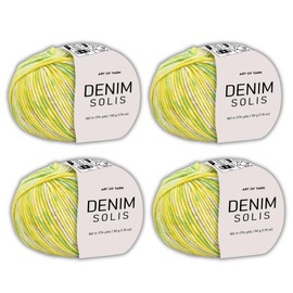 Art of Yarn DENIM SOLIS Variegated yarn 55% Cotton,45% Poliacrylic,Total 200g(7.04 Oz),640m(696 Yds) Soft Smooth Yarn Sport – Fine2 for Crocheting, Knitting, Amigurumi,Blankets,garments –4 Skein 99948