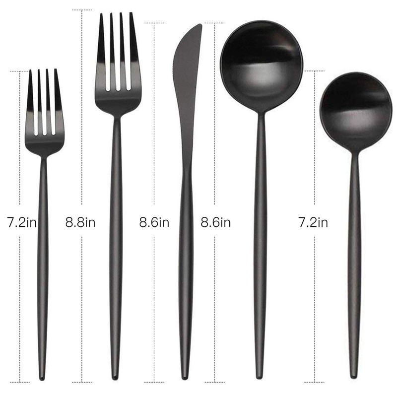 Matte Silverware Set,SHARECOOK 5-Piece 18/10 Stainless Steel Flatware Set,Kitchen Utensil